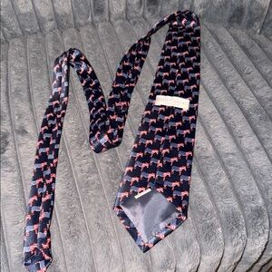 Rene Chargal Elegant Navy and Red Patriotic Donkey Patterned Tie